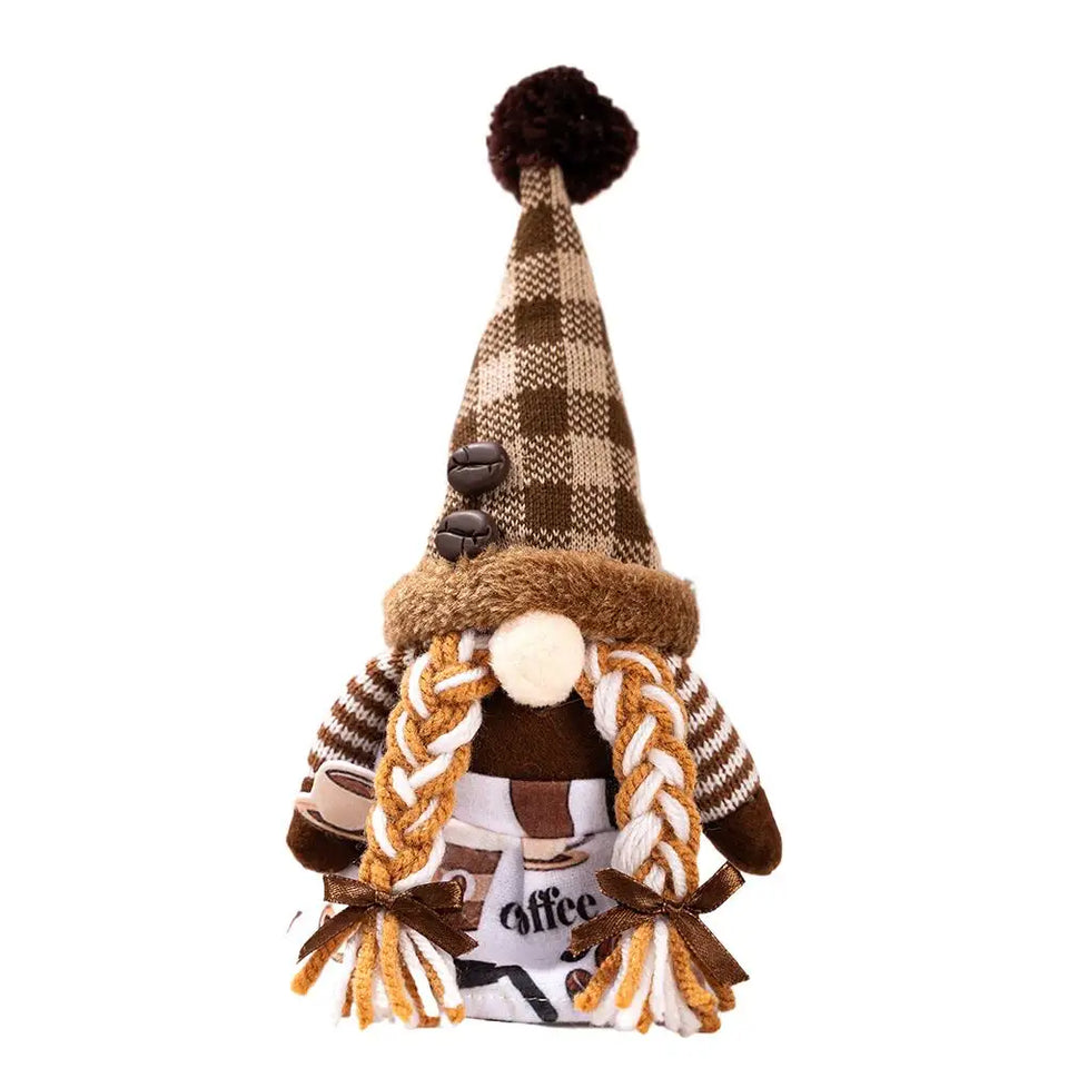 Christmas Decorations Coffee Gnome Ornaments Khaki Faceless Dolls Goblin Figurines Home Decor