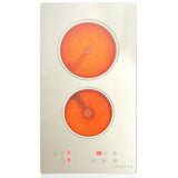 NOXTON Ceramic Hob, Built-in 2 Zone Electric Hobs 29 x 52cm Noise-free Auto Shut-off Safe Lock Heat Indicator Black Glass Panel