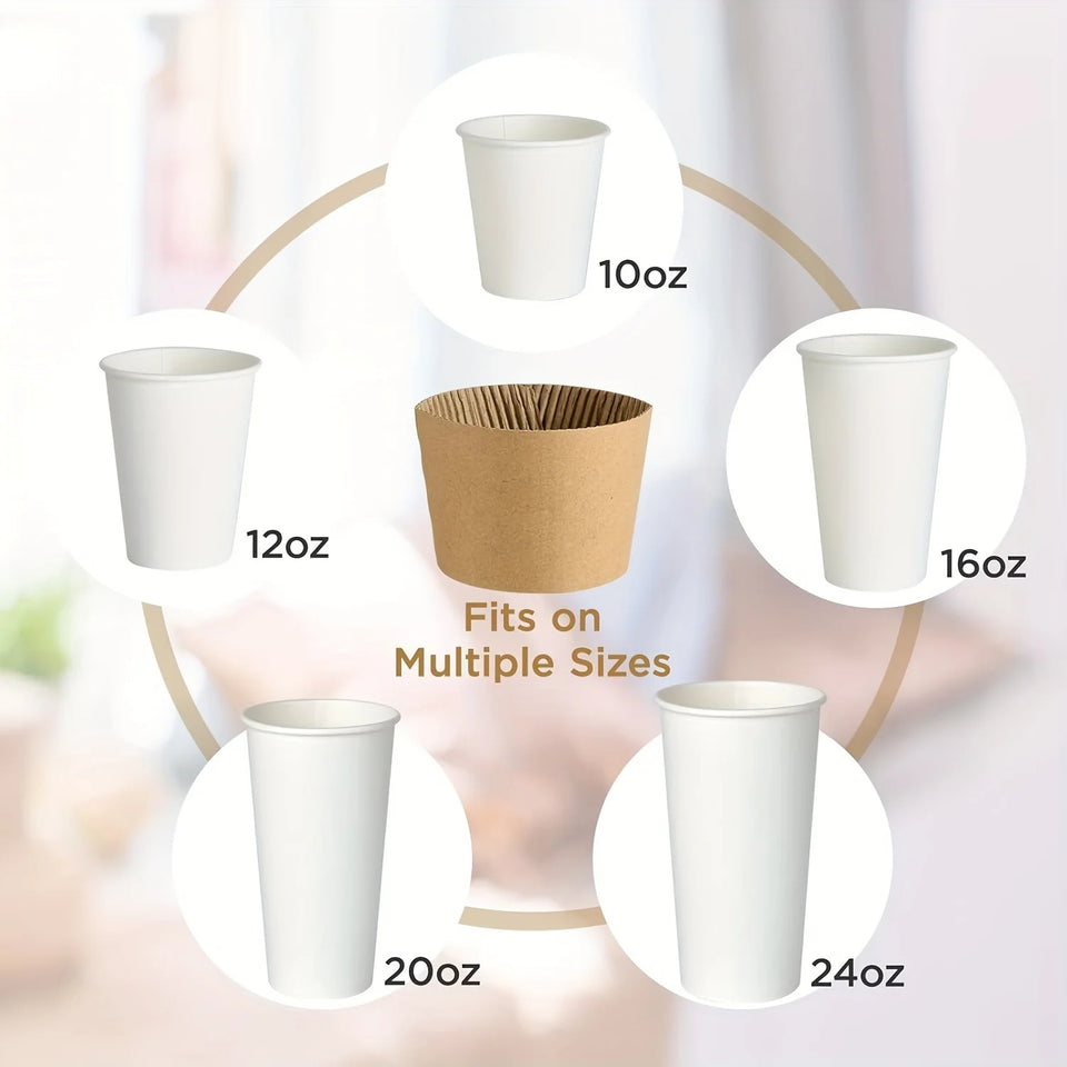 50/100pcs Kraft Paper Coffee Cup Sleeves Disposable Cup Cover Drinks Protective Cover Non-Slip  Heat Insulation Cardboard Holder