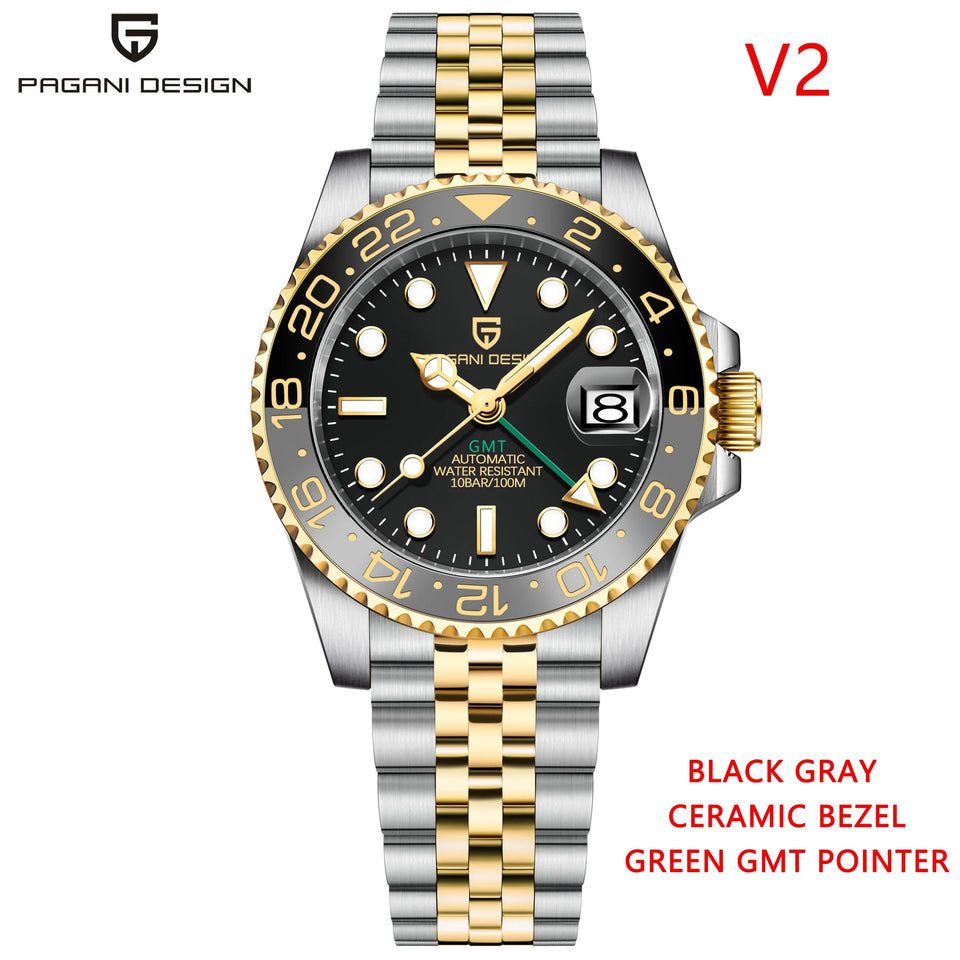2025 PAGANI DESIGN New PD-1662 V5 Men Mechanical Watches Luxury Ceramic Bezel Automatic Watch 100M Waterproof GMT Watch for Men