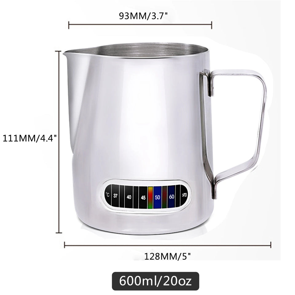 350/600ml Stainless Steel Coffee Latte Cup With Temperature Display Milk Foam Pitcher Espresso Pot Milk Sparkling Cream Cup