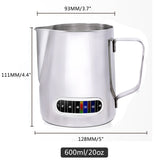350/600ml Stainless Steel Coffee Latte Cup With Temperature Display Milk Foam Pitcher Espresso Pot Milk Sparkling Cream Cup