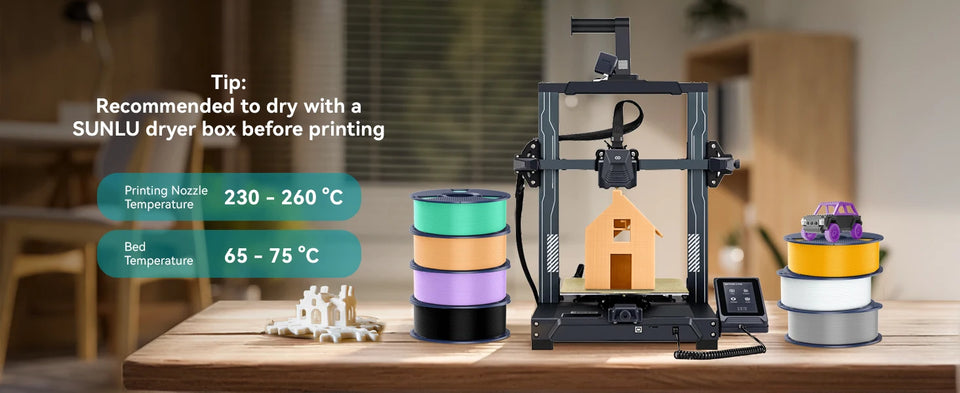 SUNLU Official Filament 10kg PETG filament 1.75mm 1kg/roll 10 Spool 3D Printer Filament PLA/PETG/Silk/ABS/TPU For Bambu Creality