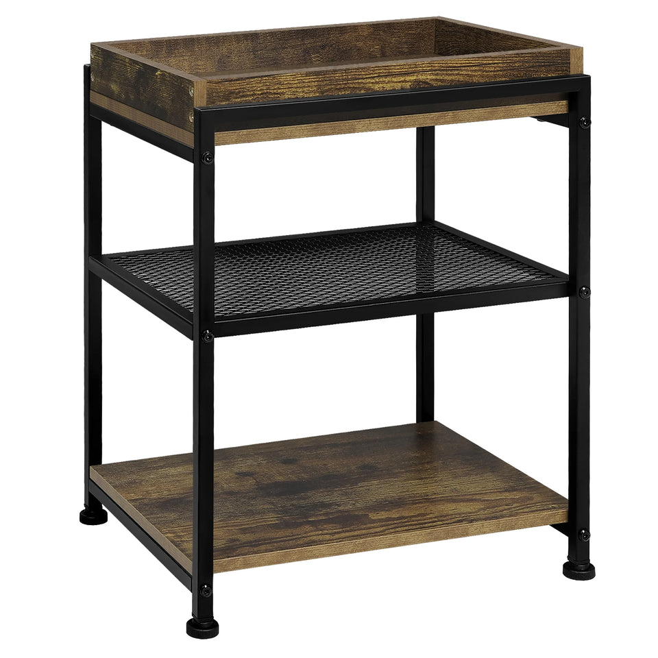 WOLTU 1PC Side Table 3-Tier Coffee Table Rolling Storage Cart with Removable Top Small End Table for Sofa Living Room Storage