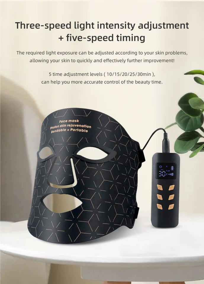 4 Colors Silicone LED Face Mask LED Red Light Photon Infrared Therapy Flexible Facial Mask Repair Skin Brighten Skin Tone