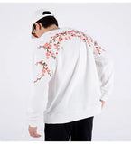 Floral Embroidery Unisex Pullovers Sweatshirt For Men Loose Fit Autumn Quality Cotton Fashion Casual Oversized Luxury Pull Homme