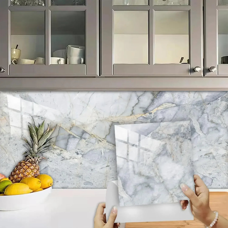 Self Adhesive Imitation Tile Wall Sticker Waterproof Anti Moisture Bathroom Wallpaper Decorative Faux Tile Film For Home Decor