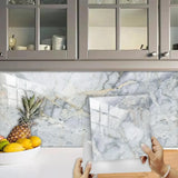 Self Adhesive Imitation Tile Wall Sticker Waterproof Anti Moisture Bathroom Wallpaper Decorative Faux Tile Film For Home Decor