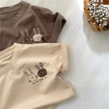 2025 Summer New Arrivals Children's short sleeve T-shirts Pure Cotton 2-7Y Cartoon Bunny T shirt Boys and Girls Looe casual Tops
