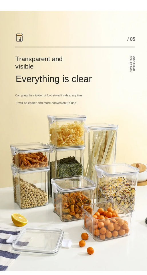 Sealed Jars For Kitchen Storage Box Grain Coffee Bean Sealed Tanks Large Capacity Moisture proof Transparent Seasoning Jar Set