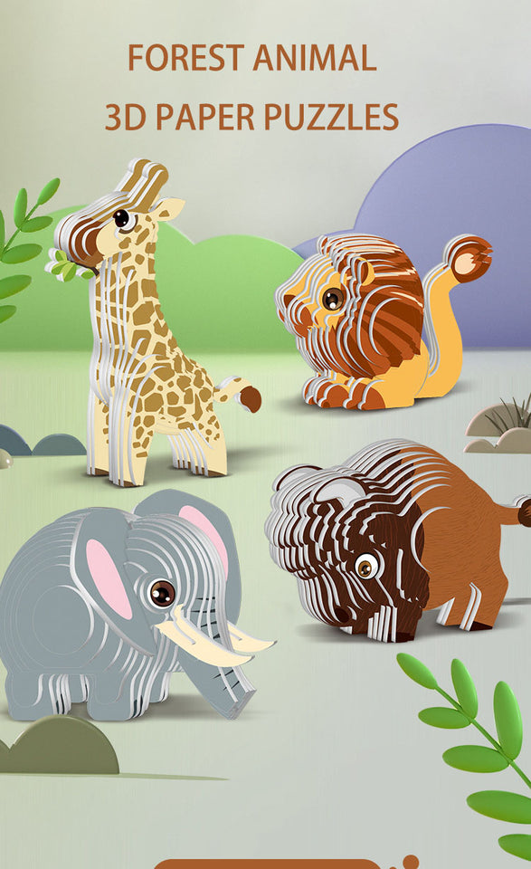 Animal 3D Paper Puzzle For Kids Educational Montessori Toys Funny DIY Manual Assembly Three-dimensional Model Toy For Boy Girl