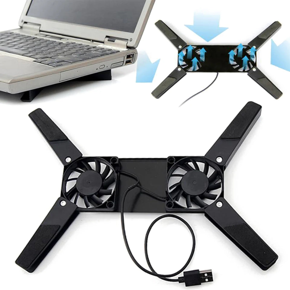 1-5PCS Air-cooling Laptop Cooler Bracket USB Powered Cooling Dock Laptop Cooling Pad 2 Fan for Notepad Universal PC Computer