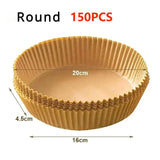 300PCS Air Fryer Disposable Paper Square Round Baking Paper Barbecue Plate NonStick Mat Kitchen Oven Oil Absorbing Paper Tool