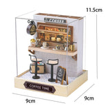 Coffee Shop Wooden Mini Doll House DIY Small House Kit  3D Puzzle Assembly Toy Miniature Dollhouse With Furniture Lighting Gifts