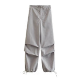Willshela Women Fashion Parachute Cargo Pants Vintage Jogging Trousers High Elastic Waist Female Chic Lady Boot Cut