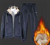 Winter Lambwool Lined 2 Pieces Sets Hooded Thicken Sweatshirt Tracksuit High Waist Harem Pant Suits Velvet Snow Wear Warm Outfit