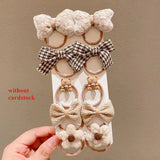 10PCS/Set Milk Coffee Girl Hair Ropes Cute Rabbit Bow Baby Princess Ponytail Rubber Bands Hair Accessory for Girl
