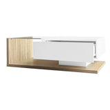 Rosahqnda coffee table side tables coffee table tables with glass and LED effect, high gloss white