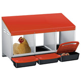 Multi-Compartment Metal Chicken Nesting Box Automatic Roll-Out Egg Collection Waterproof Steel Laying Box for Hens Ducks Rabbits