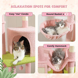 Cactus Cat Tree Floor to Ceiling Cat Tower 7 Tiers Cat Climbing Tree with Cozy Hammocks and Condos 5 Platforms Scratching Posts
