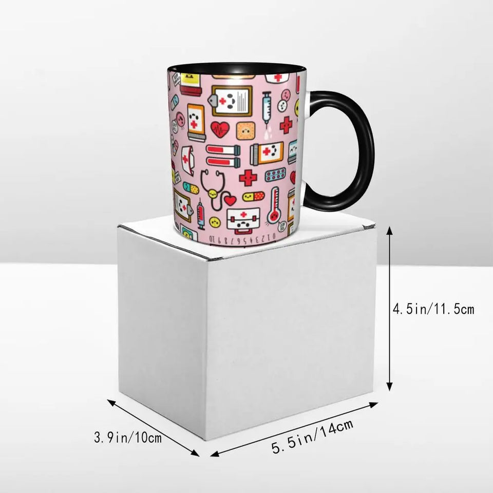 Pink Doctor Nurse Coffee Mugs DIY Customized Enfermera En Apuros Ceramic Milk Tea Mug Cup