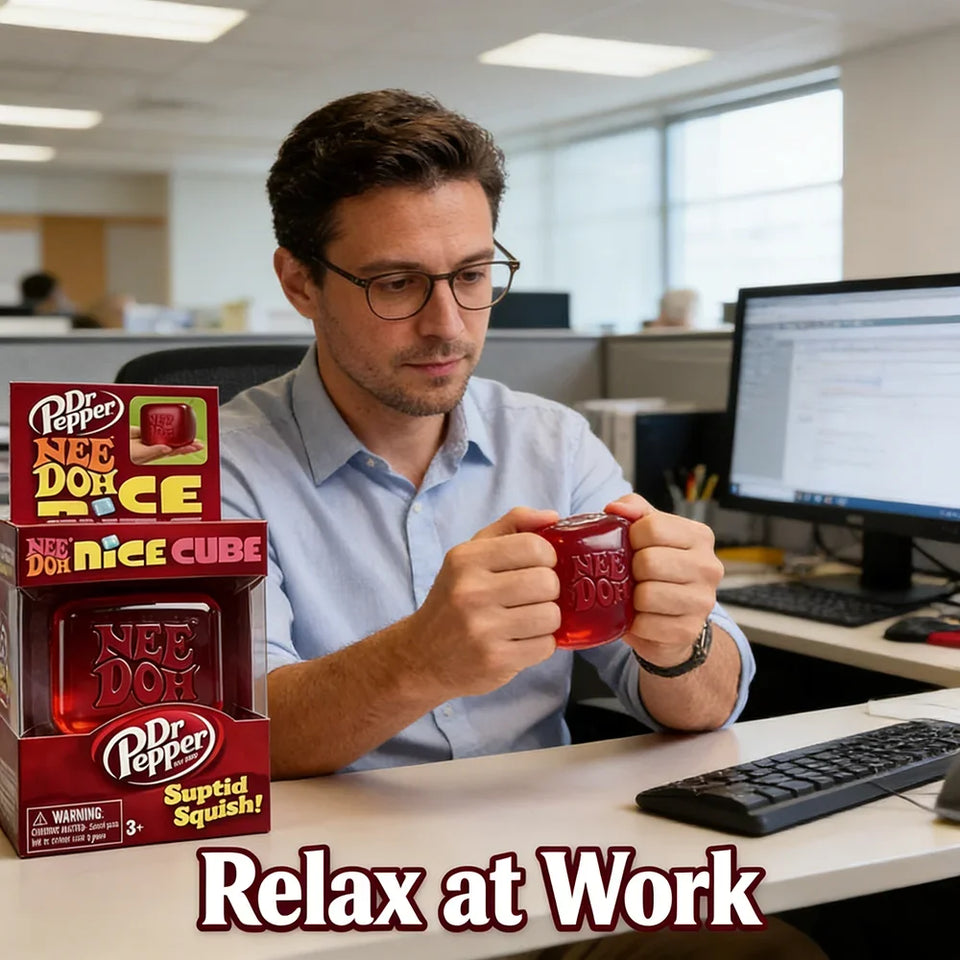 -Dr Pepper x NeeDoh Nice Cube Squishy Stress Relief Toy, Soft Squeeze Fidget Cube for Kids & Adults, Anxiety Relief Sensory Toy