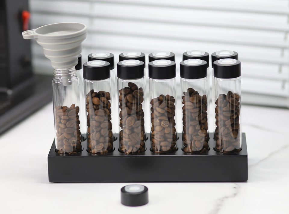 Coffee Beans Storage Container Display Rack Walnut Tea Tube Bottle Glass Espresso Coffee Accessories Tool Barista Coffeware Sets
