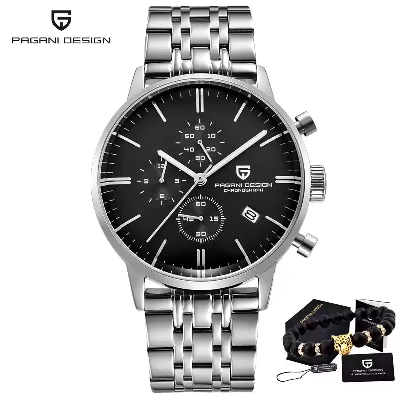 PAGANI DESIGN New Men Watches Multi time zone Quartz Business watch Auto Date Men Watches Japan Movt Watch Men Chronograph Gift