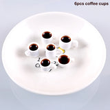 6pcs/ Set 1:12 Kitchen Toy Decoration Miniature Resin Coffee Cup Model Simulates Food And Beverage Home Tableware Decoration