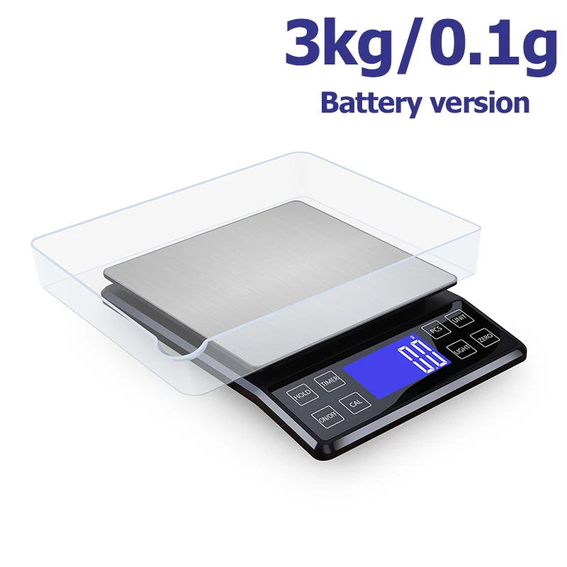 Digital Kitchen Scale 0.1g High Precision 3kg/5kg/10kg Home Waterproof Stainless Steel Electronic Balance Food Weighing Scale