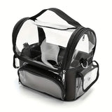 Makeup Brush Holder Backpack Makeup Artist Travel Case Clear Waterproof Cosmetic Organizer Bag with Adjustable Strap and Divider