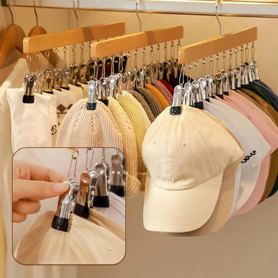 Closet Organizer with 10 Clips Hat Storage Rack Space Saving Hanging Clothes Organizer for Jeans Skirts Socks Pant Hangers