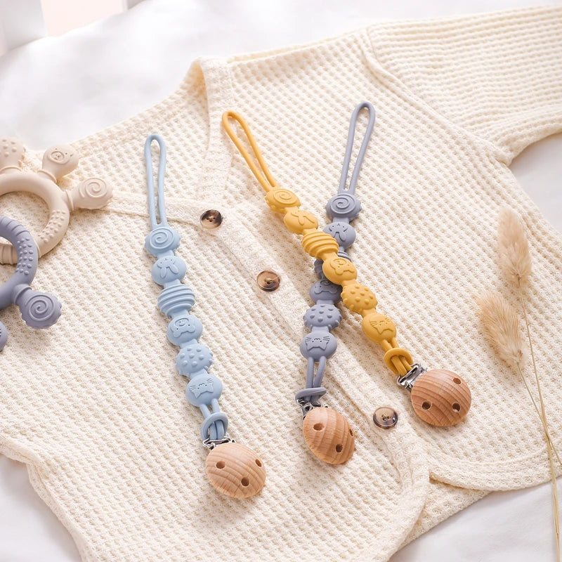 1PC Baby Silicone Teether Toys BPA Free Silicone Finger Ring Pacifier Chain Soothing Teething Toys For Newborn Teething Gifts