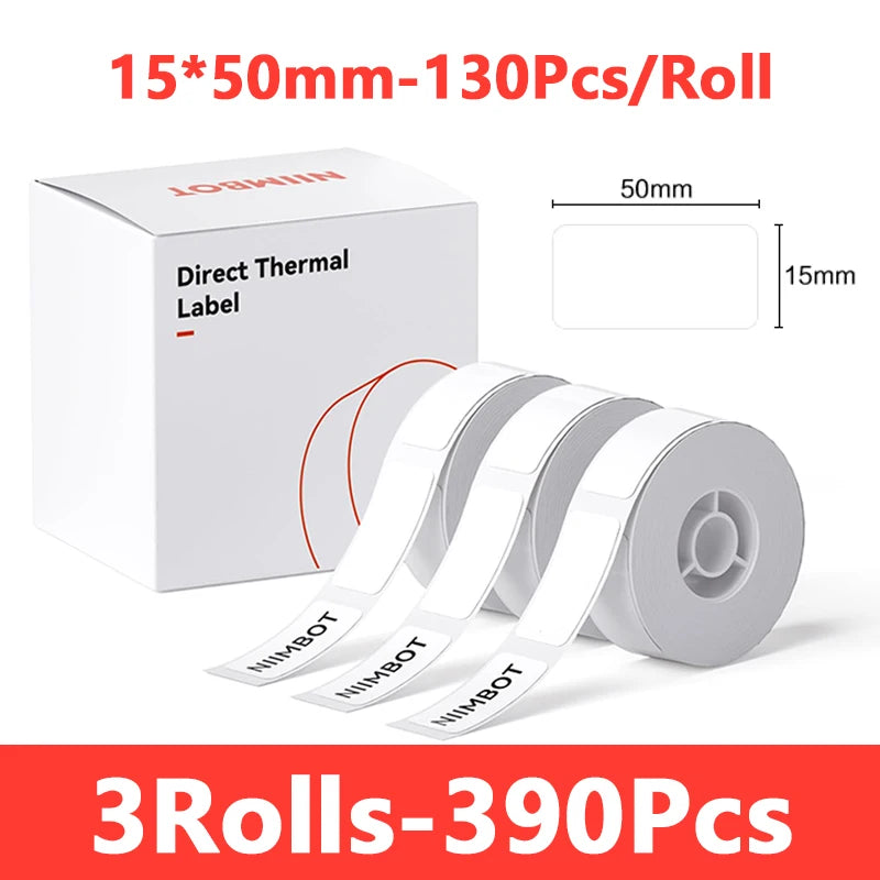 Niimbot 1/3/6 Rolls White Label Waterproof Adhesive Sticker Anti-Oil Paper For B1 B21 Mini Portable Thermal Printer Label Maker
