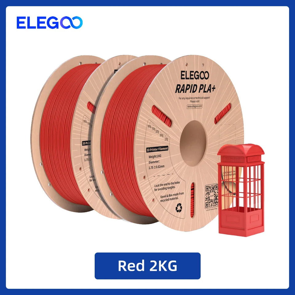 ELEGOO RAPID PLA+ Filament 1.75mm, 3D Printer Filament, Support 30-600mm/s Printing Speed, Compatible with Most FDM 3D Printers