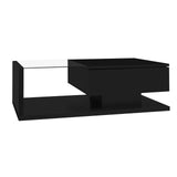 Rosahqnda coffee table side tables coffee table tables with glass and LED effect, high gloss white