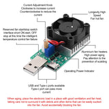 18W 22.5W Electronic Test Load Resistor USB Interface Battery Discharge Capacity Tester with Fan Adjustable Current Module Tool