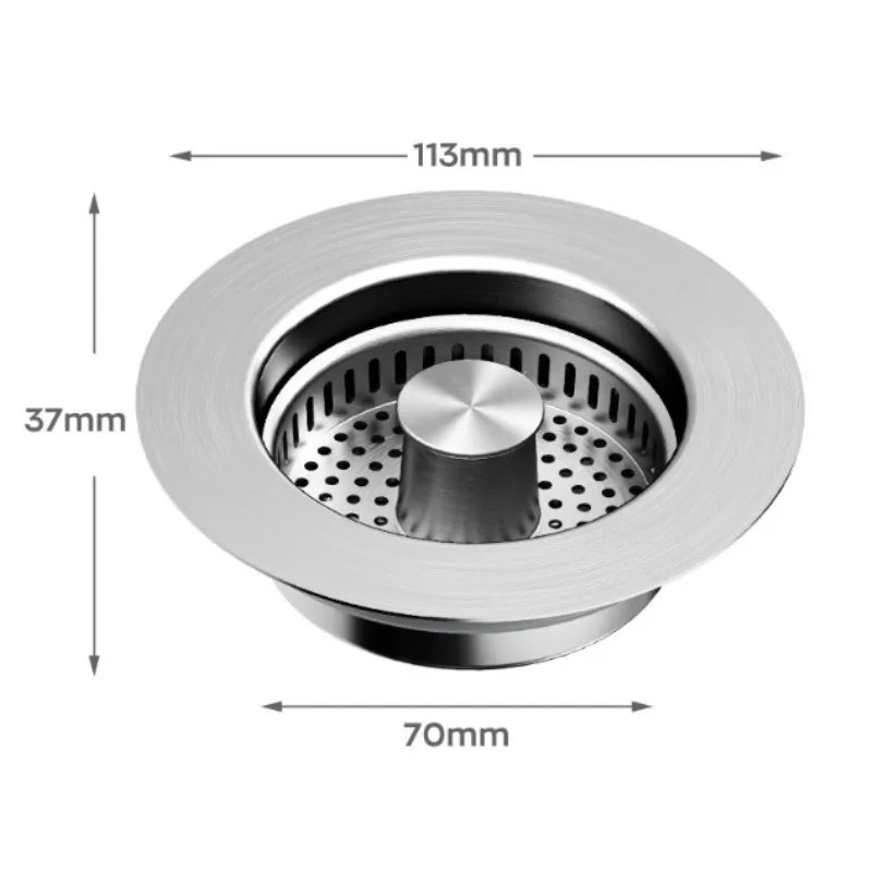 3 in 1 Kitchen Sink Drain Strainer,Universal Stainless Steel Kitchen Sink Stopper, Pop Up Anti-Clogging for 3-1/2 Inch US Standa