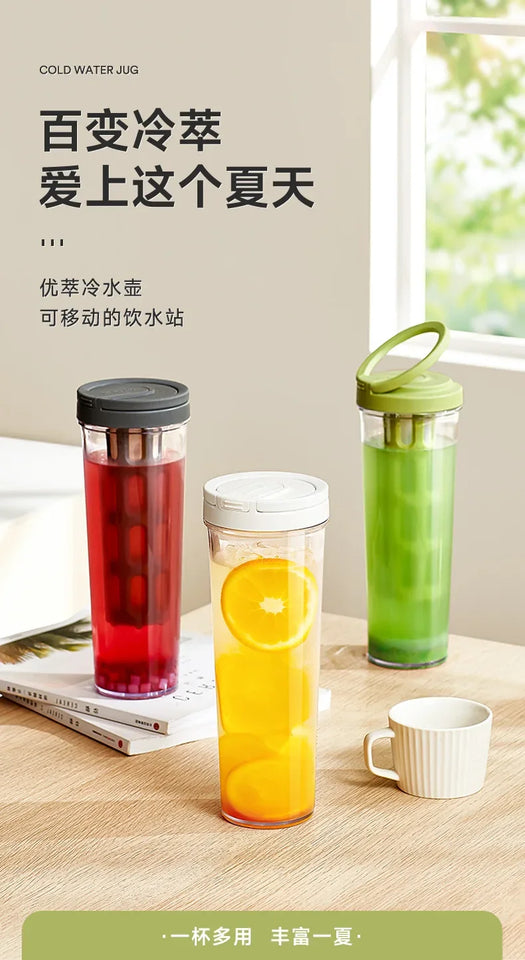 1L cold brew coffee maker manual cold water coffee maker and high capacity water bottle summer portable juice tea coffee kettle