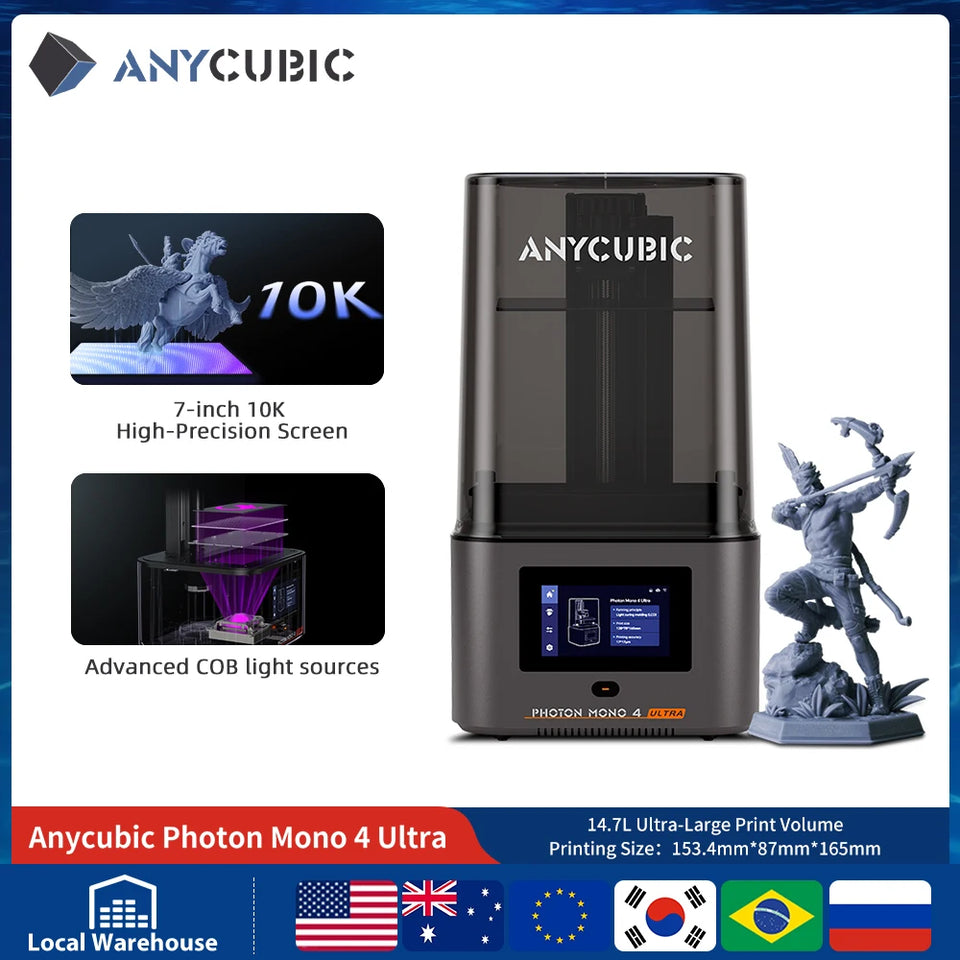 ANYCUBIC Photon Mono 4 Ultra 7 Inch 10K LCD 3D Printers High Speed UV Resin 3D Printer Printing Size  236mm*231mm*430mm 2.2L