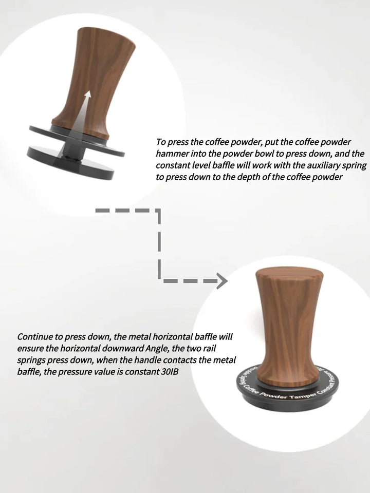 BEARR Coffee Tamper Double Spring Coffee Powder Walnut Handle Constant Pressure SpringCoffeeTamper 51/53/53.7/58.35 Barista Tool