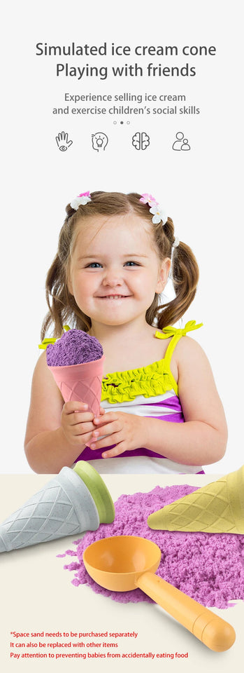 Children Play House Toy Beach Ice Cream Tube Digging Spoon Set Material of wheat straw  Ice Cream Cup Beach Toy