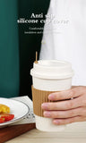 450ML Coffee Cups With Lids Wheat Straw Reusable Portable Coffee Cup Dishwasher Safe Coffee Mug Coffee Tea Travel Cups