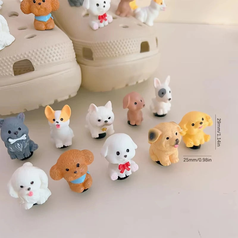 New Cute 3D Puppy Shoes Charms Cartoon Dog Small Animal Models Removable ABS Components Sandal and Slipper Decorations