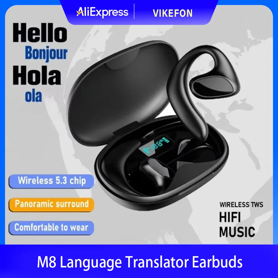 Intelligent M8 Language Translation Earplug 144 Language High-precision Wireless Bluetooth Bidirectional Translation Equipment
