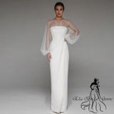 Mermaid Wedding Dresses 2025 New Arrivals O-Neck Full Sleeves Long Bride Dress Pearls Tulle Illusion Sexy Elegant Party Gowns