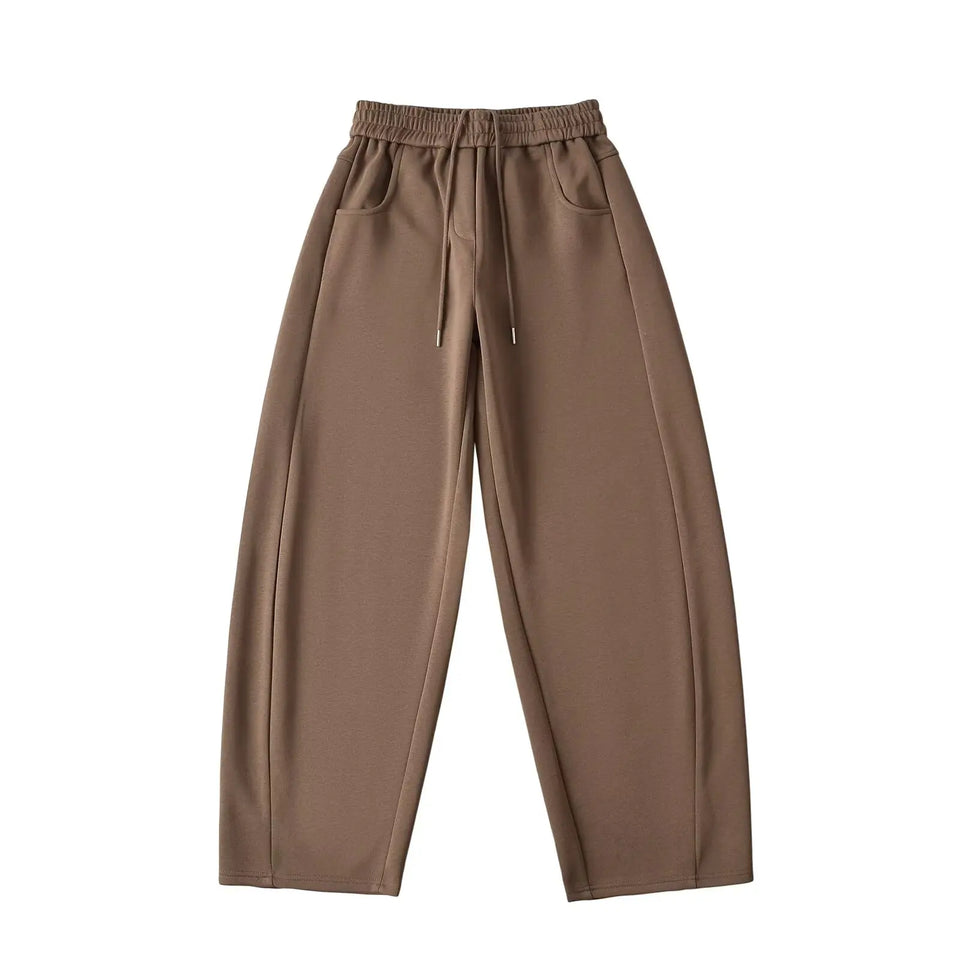Street Sle High Waist Wide Leg Sport Pants Women's Casual Loose Straight Leg Trousers Coffee Color Trendy Spring Autumn