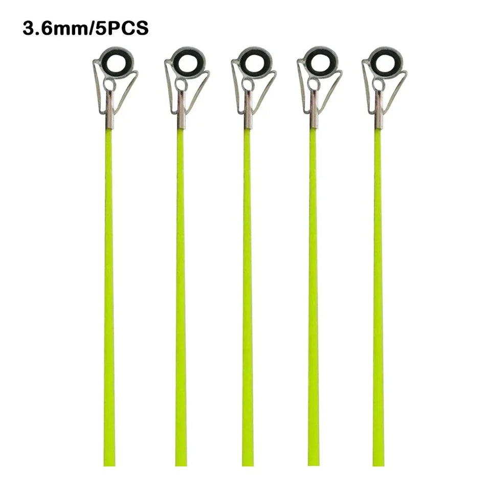 5pcs 40cm Fishing Rod Tip Retractable Carbon Fiber Fiberglass Fishing Pole with Top Ring Boat/Raft Rod Tip Spare Tail Fiberglass