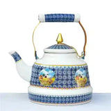 1.7L Tibetan Style Porcelain Enameled Teapot Chinese Ethnic Characteristic Milk Tea Infuser Enamel Boiling Water Kettle