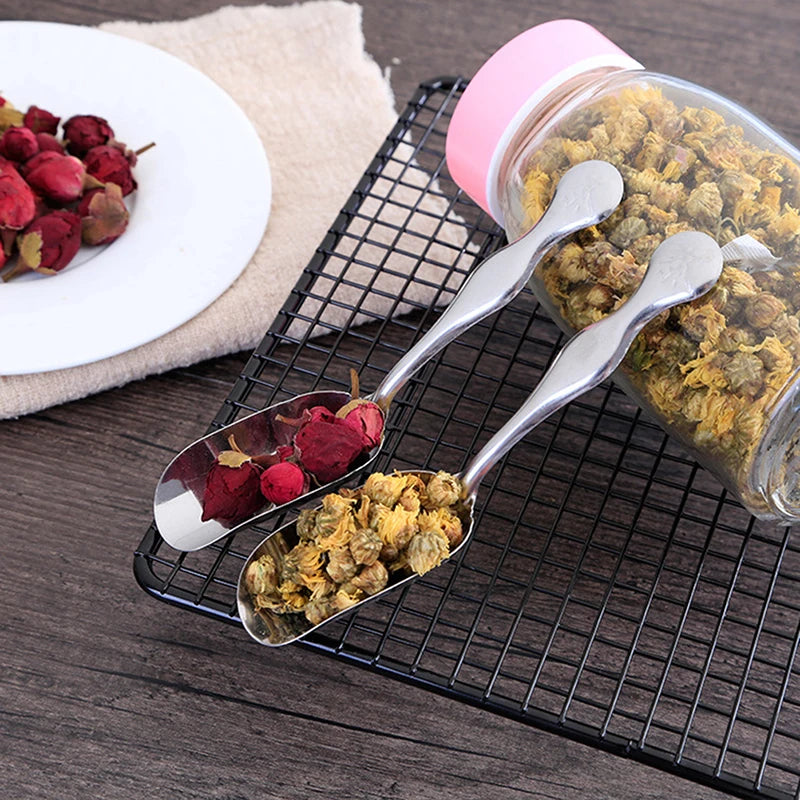 Stainless Steel Long Handle Teaspoon Measuring Shovel Spoon Vintage Loose Leaf Tea Scoop Coffee Bean Scooper Kitchen Sugar